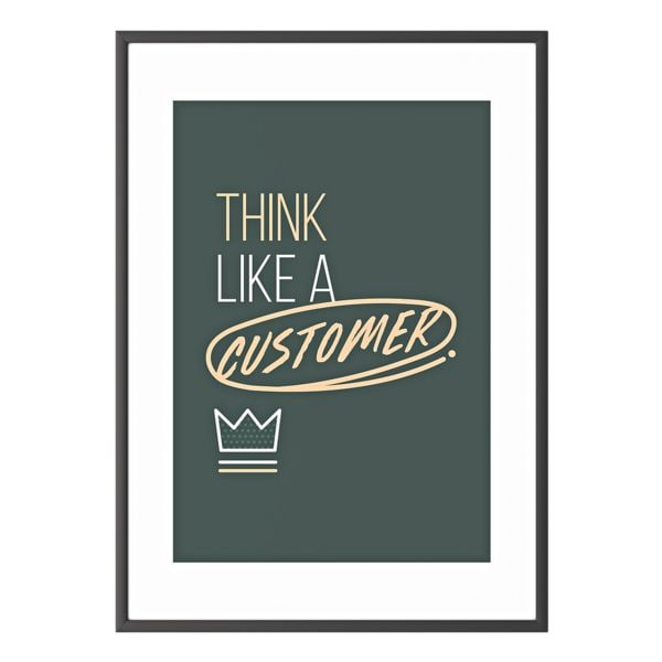 Wandbild A3 »Think like a customer« Rahmen schwarz
