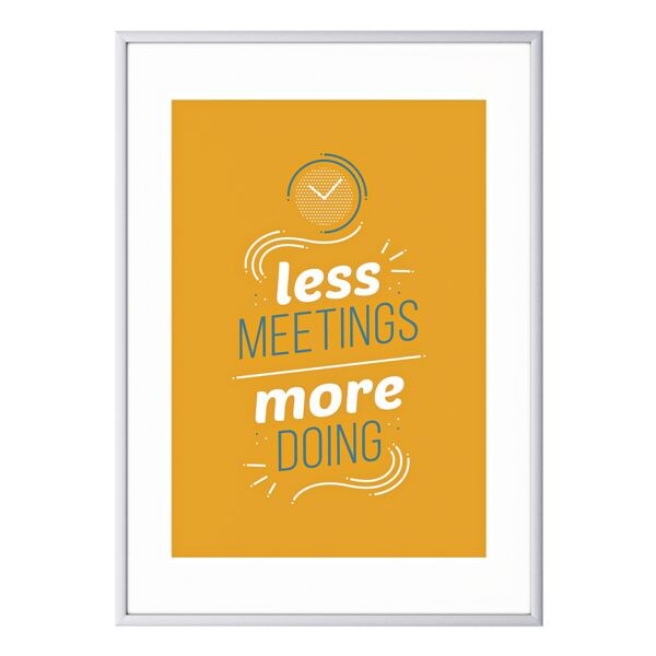 Wandbild A3 »Less meetings more doing« Rahmen silbern