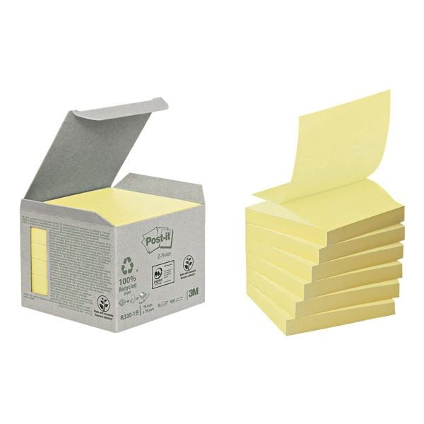 Post-it Notes (Recycle) Haftnotizblock »Recycling Z-Notes R330-1B« 76 x 76 mm, 6 Stück gelb