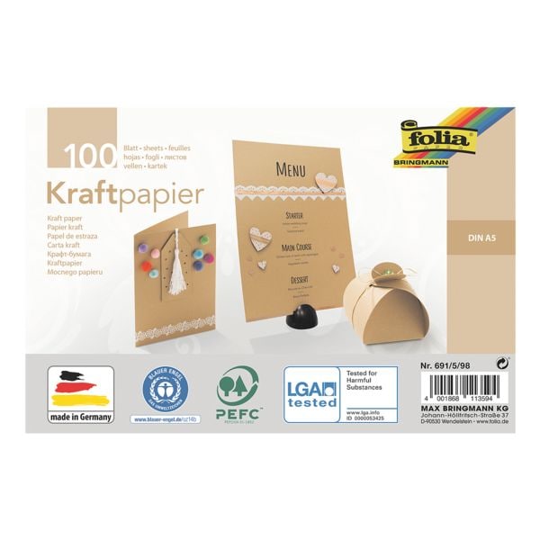 folia Kraftpapier A5 120 g/m² braun 100 Blatt braun