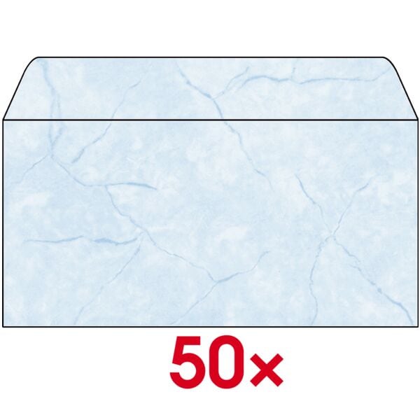 Sigel Design-Briefumschlag DL ohne Fenster mit Nassklebung - 50 Stück blau, 22x11 cm