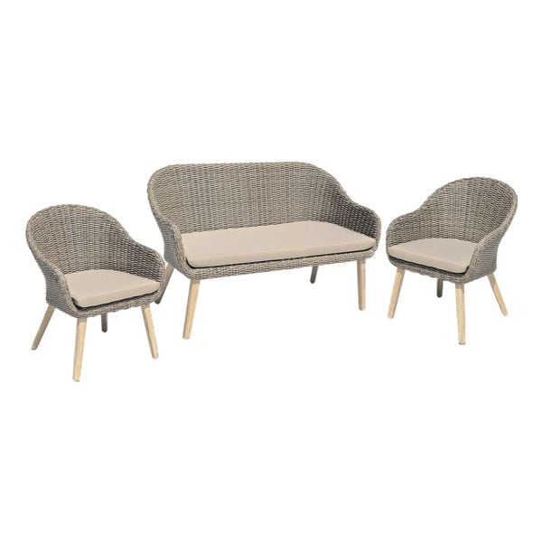 Garden Pleasure 3-tlg. Garten-Lounge-Set mit Sofa und Stühlen »Pueblo« grau, 136x88 cm