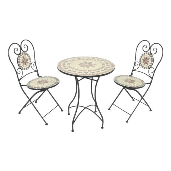 Garden Pleasure 3-tlg. Balkon-Set mit rundem Tisch »Amarillo« braun, 60x70 cm