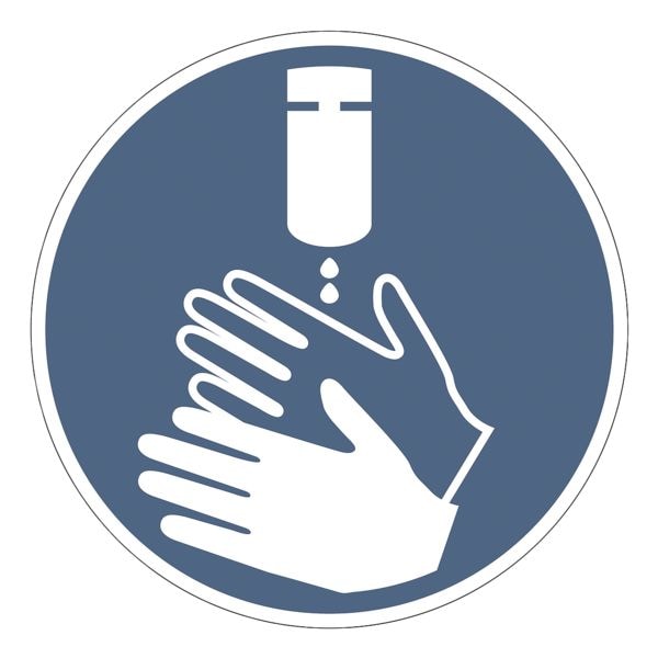 Aufkleber / Hinweisschild »Hände desinfizieren« (GBP 28), Ø 10 cm, 10 Stück
