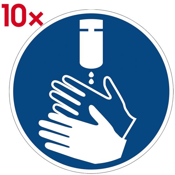 Marahrens Aufkleber / Hinweisschild »Hände desinfizieren« (GBP 28), Ø 10 cm, 10 Stück