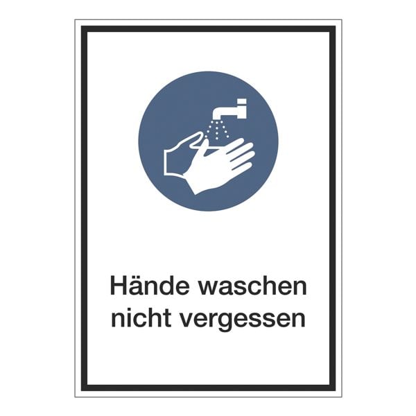Marahrens Aufkleber / Hinweisschild »Hände waschen nicht vergessen« 21 x 29,7 cm, 10 Stück