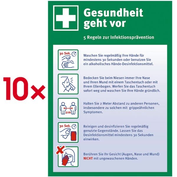 Marahrens Aufkleber / Hinweisschild »Gesundheit geht vor« 21 x 29,7 cm, 10 Stück