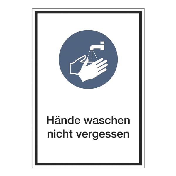 Aufkleber / Hinweisschild »Hände waschen nicht vergessen« 13 x 18,5 cm, 10 Stück