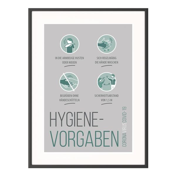 Paperflow Hinweisschild »Hygiene-Vorgaben« 50 x 70 cm grün, 50.6x70.6 cm