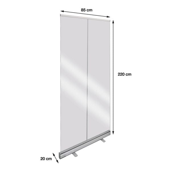EICHNER Mobile Roll-Up Hygieneschutzwand 85 x 20 x 220 cm grau, 85x220x20 cm
