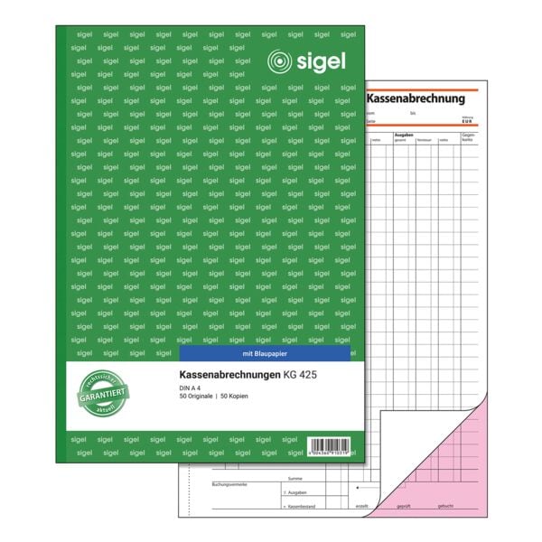 Sigel Formularbuch »Kassenabrechnung« KG425 rosa, 21x29.7 cm
