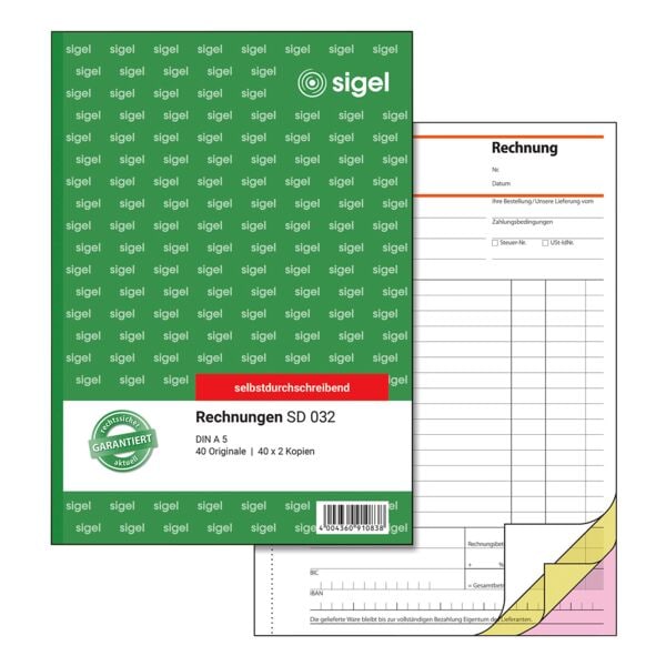 Sigel Formularbuch »Rechnung« SD032 gelb, 14.8x21 cm