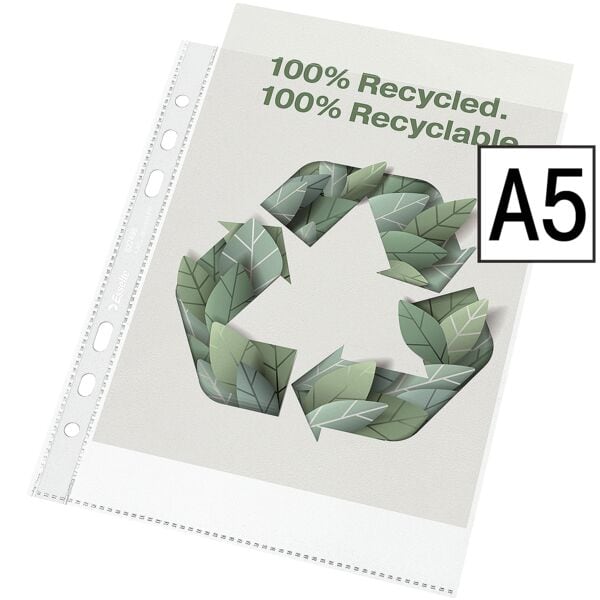 Esselte Prospekthülle »100% recycelt« A5 genarbt - 100 Stück rot, 16.8x221.5 cm - Polypropylenfolie