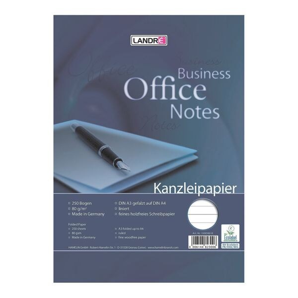 Landré Kanzleipapier »Office« Liniert Ohne Rand 100050618 Weiß