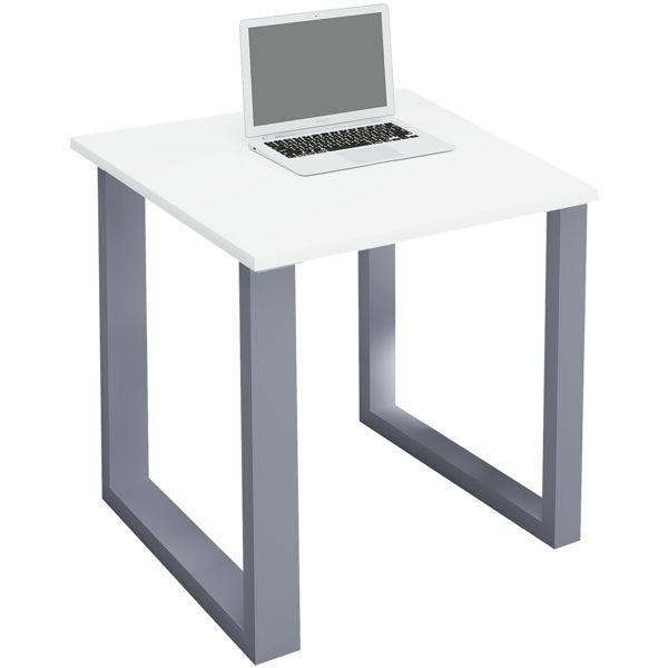 VCM Schreibtisch »Lona« 80/50 cm Bügel-Fuß-Gestell silbern weiß, 80x76x50 cm