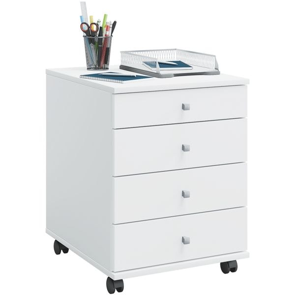 Vcm Rollcontainer »Lona« 3 Schübe 1 Utensilo 50 Cm Tief Weiß, 42x57x50 Cm