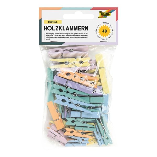 48er-Pack Holzklammern »Pastell«