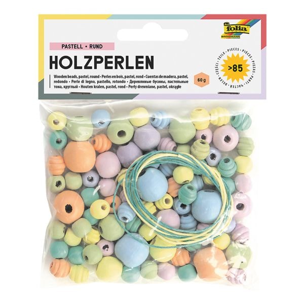 85er-Pack Holzperlen »Pastell« rund