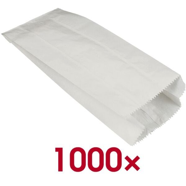 Image of 1000 Papierfaltenbeutel gefädelt weiß - 42 x 15 x 7 cm