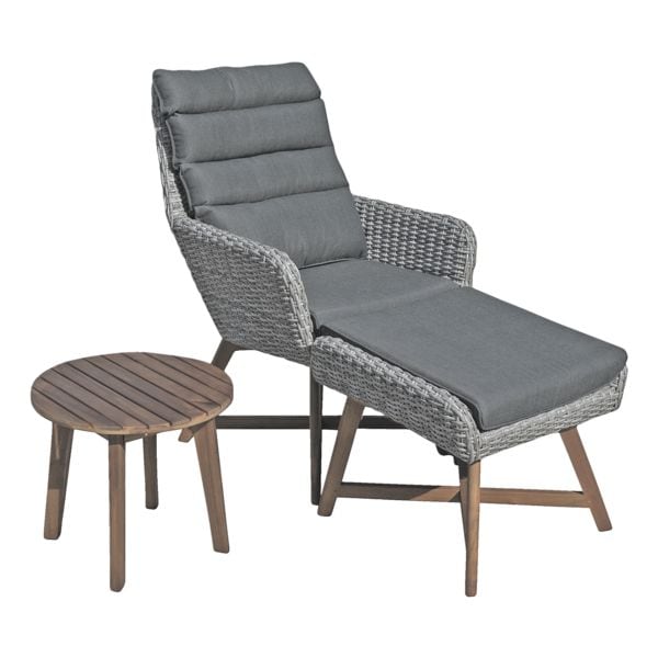 Garden Pleasure 3-tlg. Gartensessel-Set mit Beistelltisch »Calvia« grau, 65x96 cm