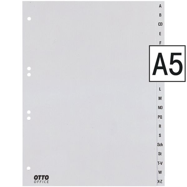 OTTO Office Kunststoffregister A-Z A5 grau, 16.3x21 cm