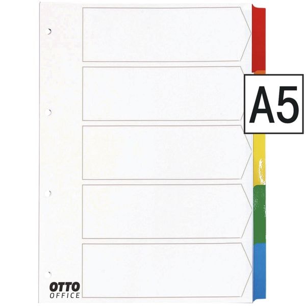 OTTO Office Kartonregister 5-teilig blanko A5 farbig mehrfarbig, 16.3x21 cm