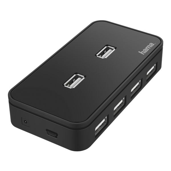USB-2.0-Hub, 7 Ports, schwarz inkl. Netzteil