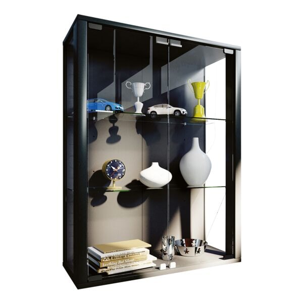 Vcm Wandvitrine »Udina Led« Schwarz, 60x80x25 Cm