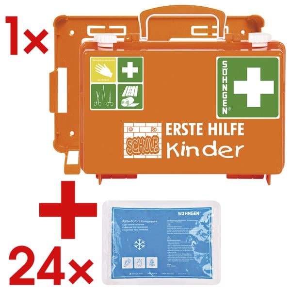Erste-Hilfe-Koffer »QUICK-CD Schule« inkl. 24x Kälte-Sofortkompresse klein