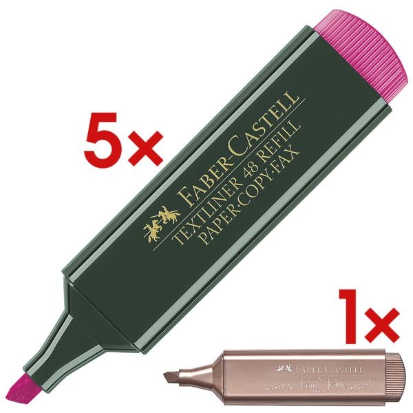 5x Textmarker »Textliner 48« inkl. Textmarker »TL 46 Metallic« rosé