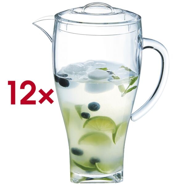 Arcoroc 12er-Pack Krug mit Deckel 2 Liter »Outdoor Perfect Pitcher« glasklarer Kunststof - Kunststoff