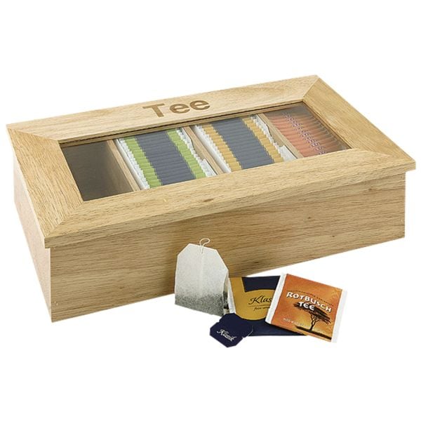 APS Teebox mit 4 Kammern natur mehrfarbig, 33.5x9x20 cm