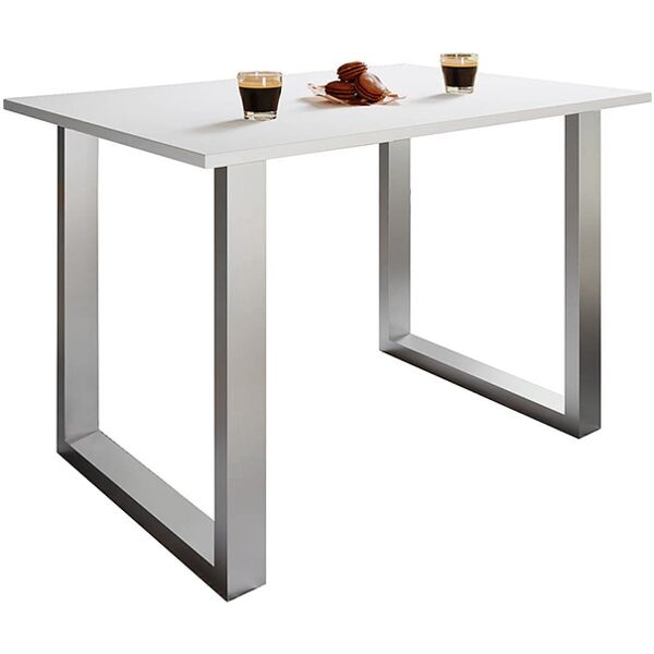 Vcm Morgenthaler Schreibtisch »Xona« 80/80 Cm Bügel-Fuß-Gestell Silbern Weiß, 80x76x80 Cm