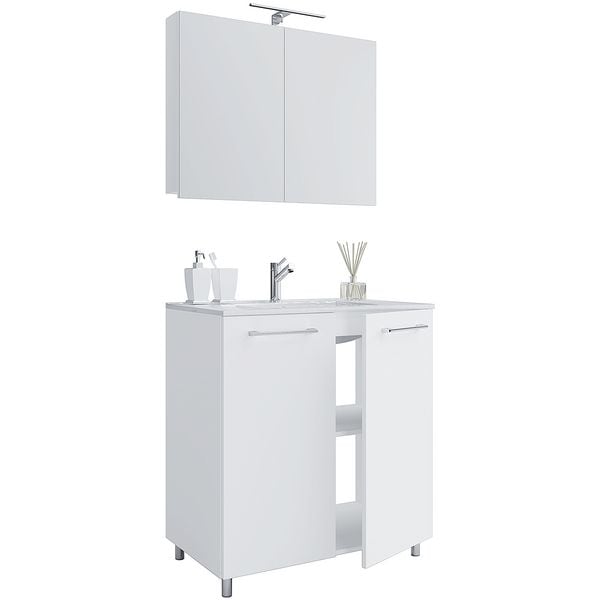 Vcm Morgenthaler 3-tlg. Badmöbel-Set »Gilos« 60 Cm 2 Türen Spiegelschrank Weiß