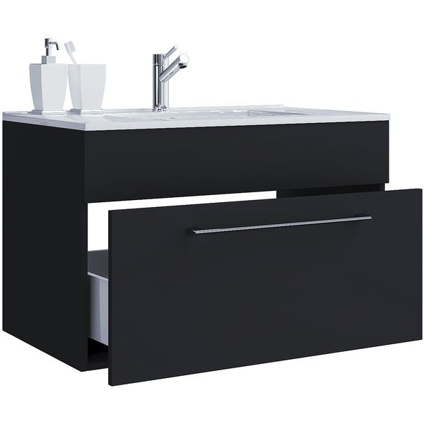 Vcm Morgenthaler Waschtisch »Badinos« Mit 1 Schub 80 Cm Inkl. Waschbecken Schwarz, 80x50x46 Cm