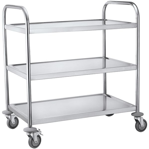 OTTO Office Edelstahl-Servierwagen 3-stöckig silber, 84.5x94x52.5 cm