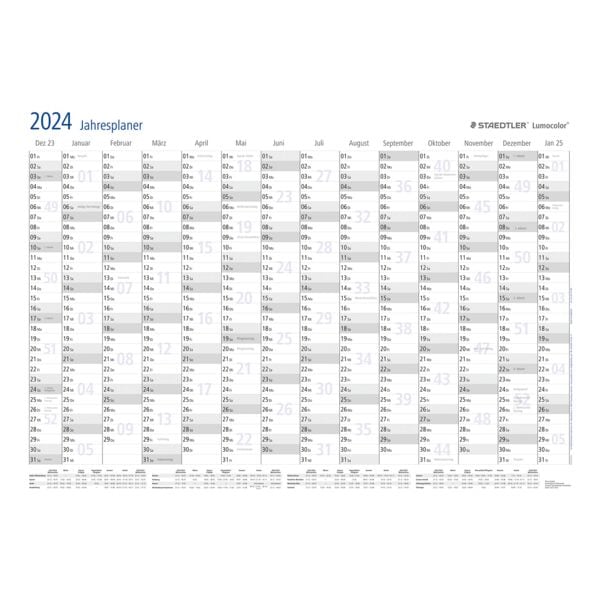 abwischbarer Wandplaner Jahresplaner 2024 Format 60x84 cm