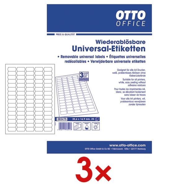3x 2000er-Set Universal-Klebeetiketten 35,6 x 16,9 mm