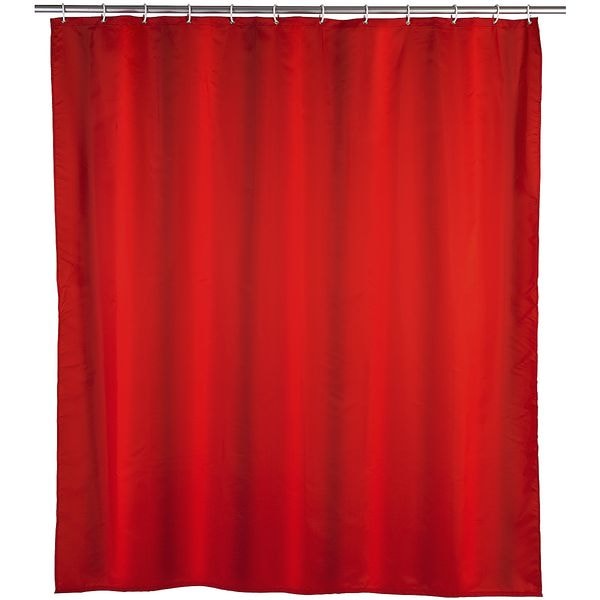 Wenko Anti-Schimmel Duschvorhang rot einfarbig Textil 180 cm x 200 cm rot, 180x200 cm