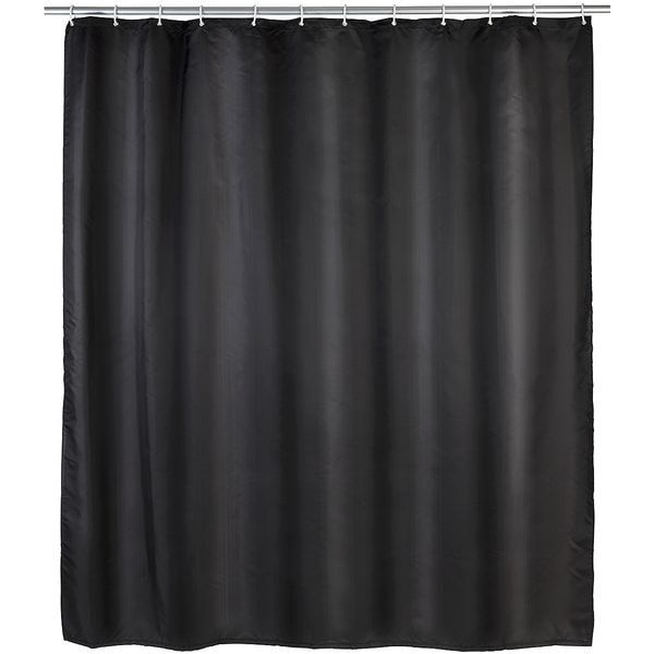 Anti-Schimmel Duschvorhang schwarz einfarbig Textil 180 cm x 200 cm