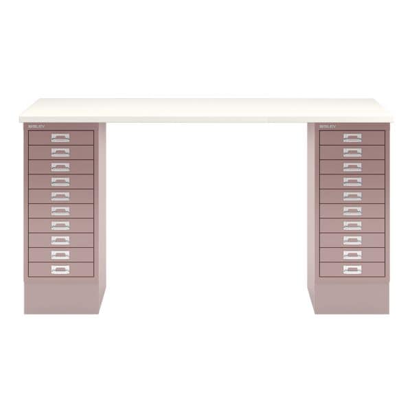 Schreibtisch »MultiRange« weiße Platte mit 20 Schubladen