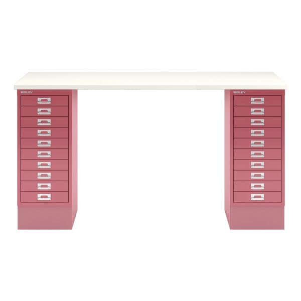 Schreibtisch »MultiRange« weiße Platte mit 20 Schubladen