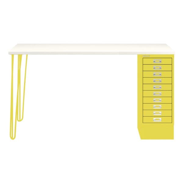 Schreibtisch »MultiRange« weiße Platte mit 10 Schubladen