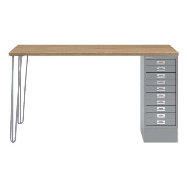 Schreibtisch »MultiRange« eichefarbene Platte mit 10 Schubladen