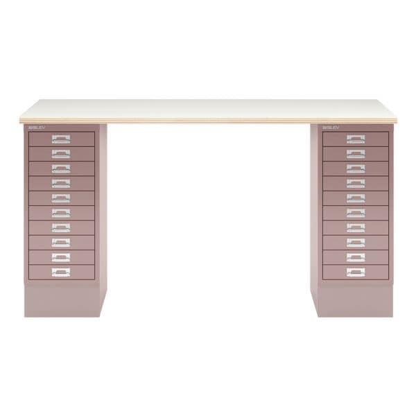 Schreibtisch »MultiRange« plywood Platte mit 20 Schubladen