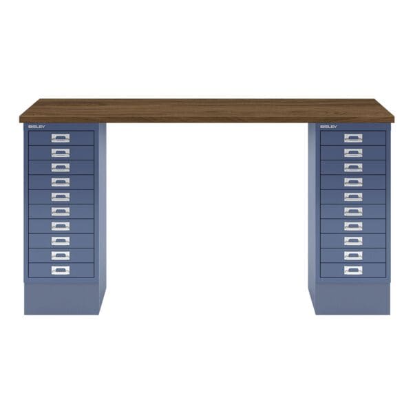 Schreibtisch »MultiRange« nussbaumfarbene Platte mit 20 Schubladen