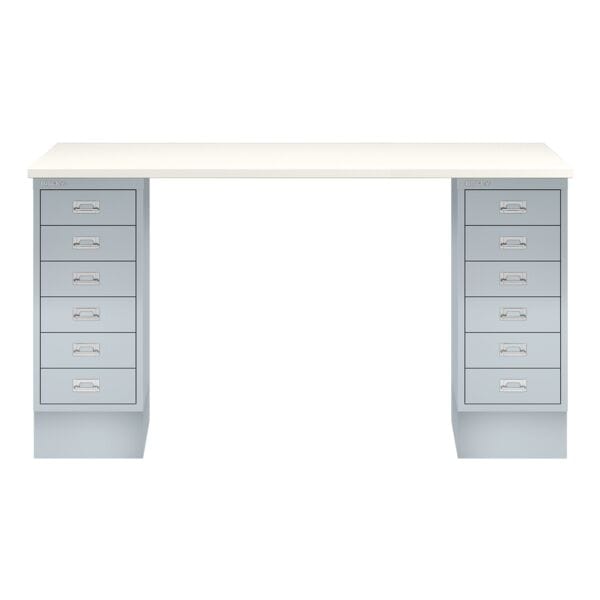 Schreibtisch »MultiRange« weiße Platte mit 12 Schubladen