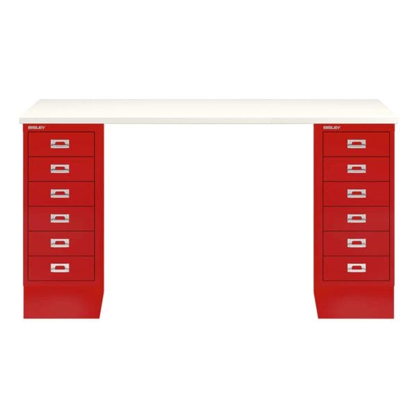 Schreibtisch »MultiRange« weiße Platte mit 12 Schubladen