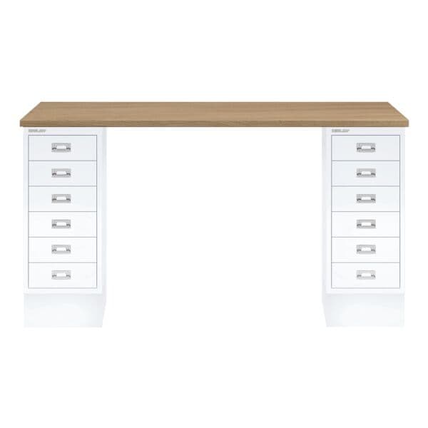 Schreibtisch »MultiRange« eichefarbene Platte mit 12 Schubladen