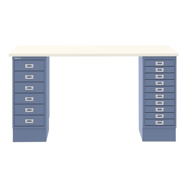 Schreibtisch »MultiRange« weiße Platte mit 16 Schubladen